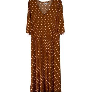Girl With Curves Dress Women’s‎ Gingerbread Dot Flutter Sleeve Midi L Tall